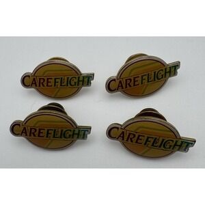 4 Vtg CareFlight Airplane Helicopter Enamel Lapel Pin Medical Air Ambulance